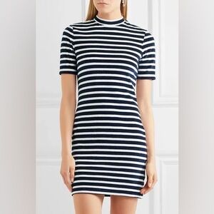 T by Alexander Wang Women's Striped Velour Mock Neck Mini Dress